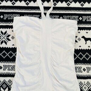 Vintage Y2K White Ruched Halter Top